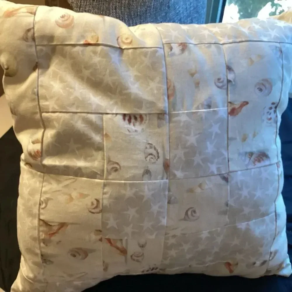 Hand Crafted Seashell Patterned Throw Pillow NWT
